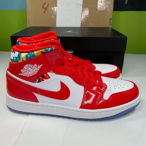 Air Jordan 1 Mid SE Mens Size 10 Basketball Sneakers Chili Red Shoes - Picture 1 of 12